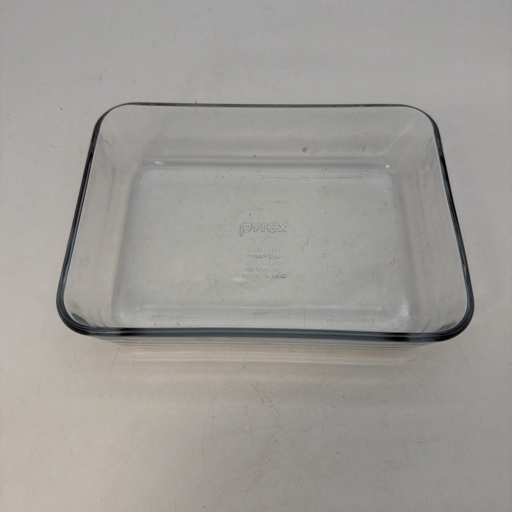 Pyrex #7210 Rectangular Clear Glass Baking Dish 3 Cups, 7x5x1.5 Inches